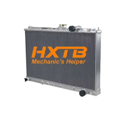 Lightweight aluminum radiator upgrade for 1992-1996 Mitsubishi Lancer Evolution, ideal for high-performance and track use