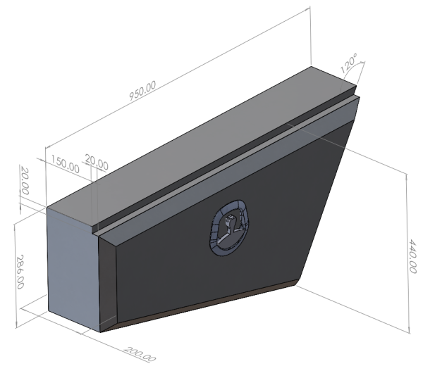 950x200x440mm Flat Sheet Tapered Under Tray Tool Box - Image 6