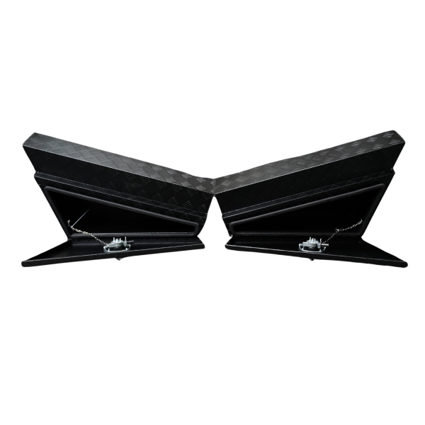 Black 900x230x440mm Checker Plate Tapered Under Tray Tool Box - Image 2