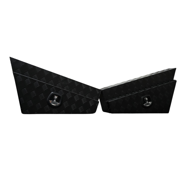 Black 900x230x440mm Checker Plate Tapered Under Tray Tool Box - Image 4