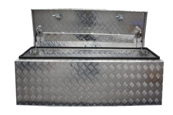 1500x600x500mm Checker Plate Chest Top Open Aluminium Tool Box - Image 3
