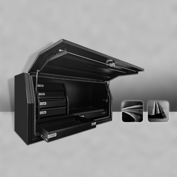 1800x600x850mm Black Aluminium Toolbox With Drawers - Image 2