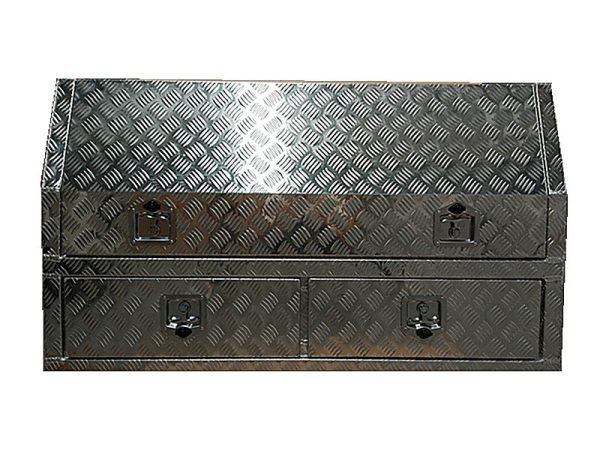 1400x600x850mm Checker Plate Half Open with 2 Drawers Toolbox - Image 3