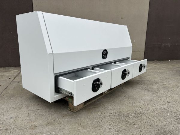 White 1800x600x850mm Flat Plate Half Open with 3 Drawers Toolbox - Image 3