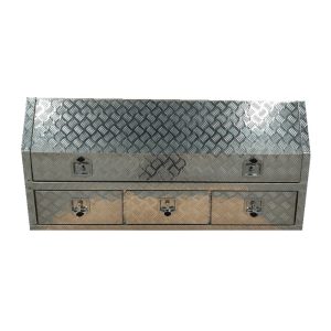 1800x600x850mm Checker Plate Half Open with 3 Drawers Toolbox