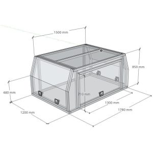 3 Doors 1200mm Flat Plate Aluminium Canopy - Image 5