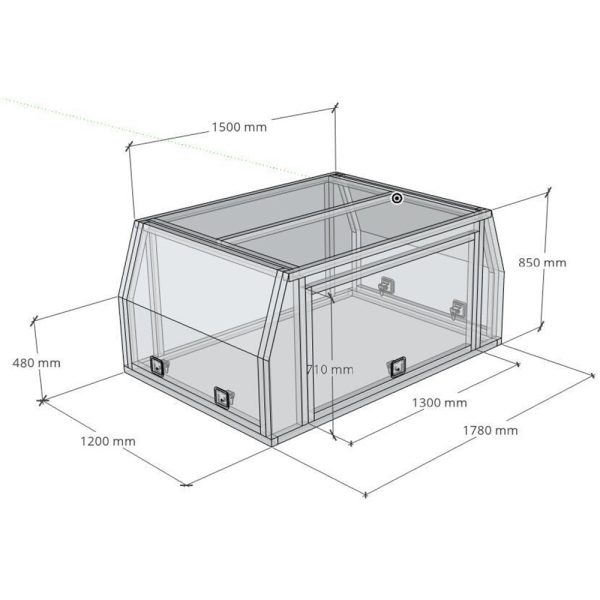 3 Doors 1200mm Flat Plate Aluminium Canopy - Image 5