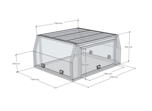 3 Doors 1500mm Flat Plate Aluminium Canopy - Image 6