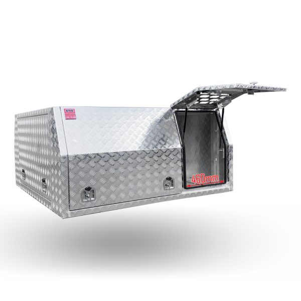 1800mm 3 Door Checker Plate Aluminium Canopy With Dog Box Section - Image 3