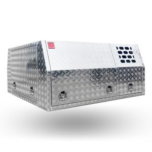 1800mm 3 Door Checker Plate Aluminium Canopy With Dog Box Section