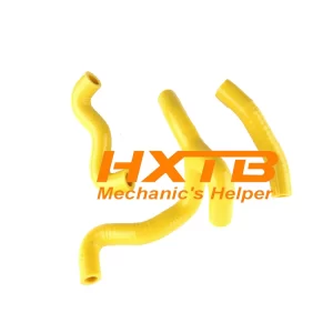 Durable YELLOW silicone radiator hose kit for KTM 50cc bikes, reduces overheating risks with improved flexibility
