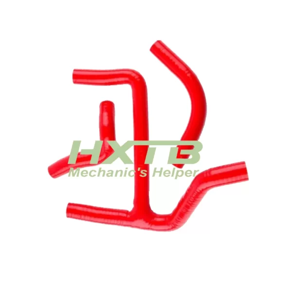 Red aftermarket silicone radiator hose kit for RMZ450, improves durability and cooling (fits 2008-2017)